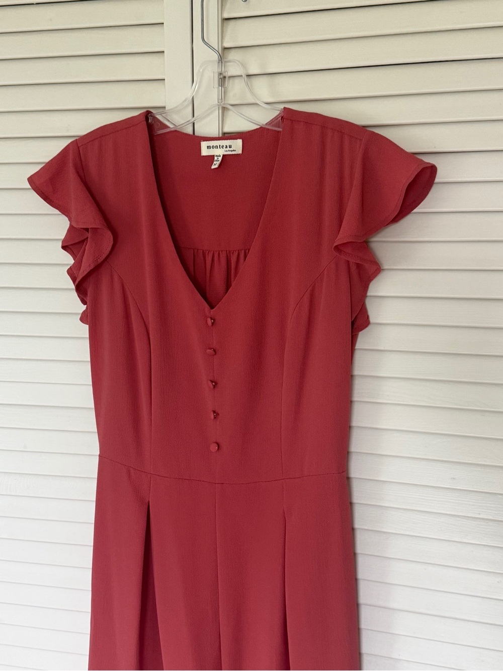 Flutter Sleeve Dress in Deep Rose - Picture 3 of 9